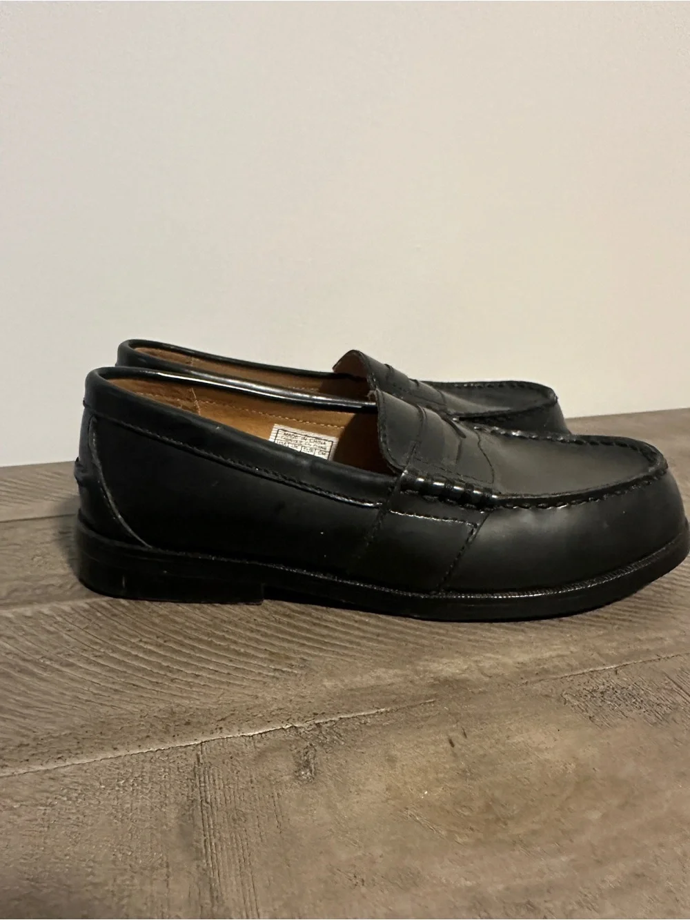 EUC Polo Ralph Lauren Boys Black Leather Penny Loafers Dress Shoes 3Y